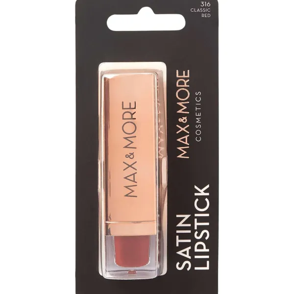 Max & More Satin Lippenstift Classic Red Rood Clearance